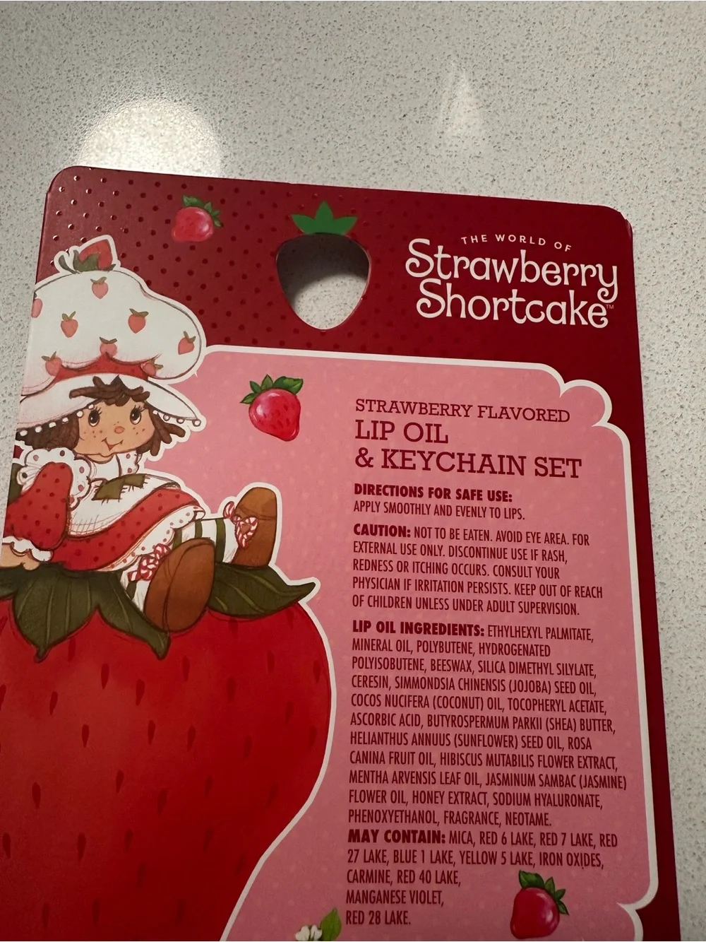 Strawberry Shortcake Makeup brush set, lip gloss and keychain, socks- Pink/Red